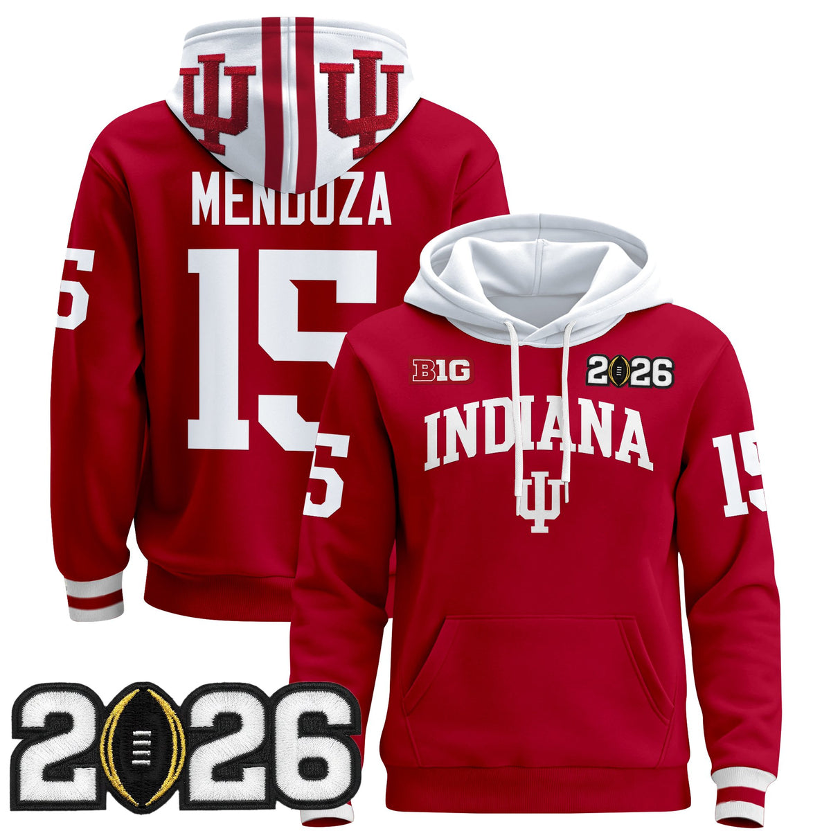 Men's Indiana Hoosiers 2026 CFP Final Patch Premium Pullover Hoodie - All Stitched