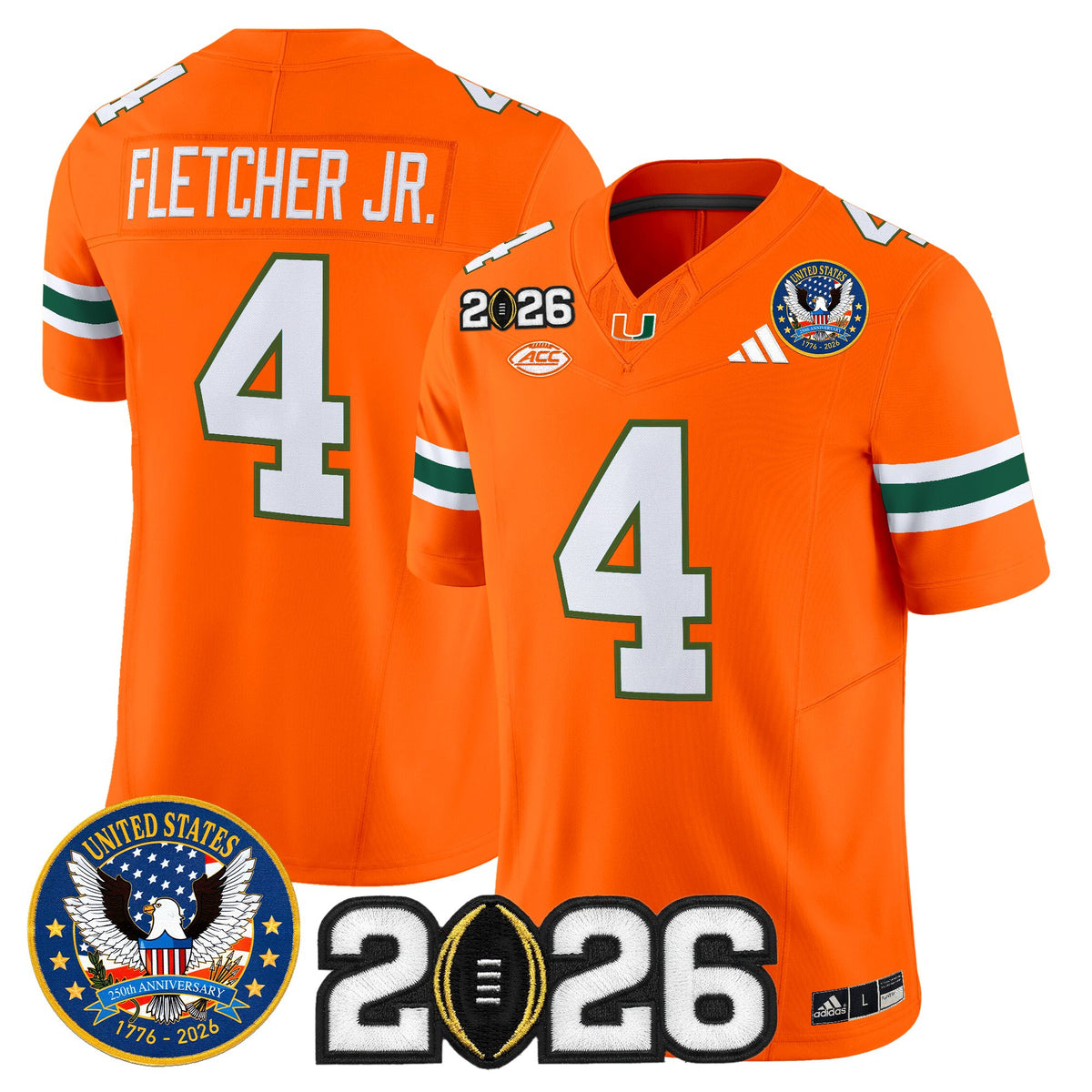 Men's Miami Hurricanes "United States 250th Anniversary & 2026 CFP Final Patch" Vapor Limited Jersey - All Stitched