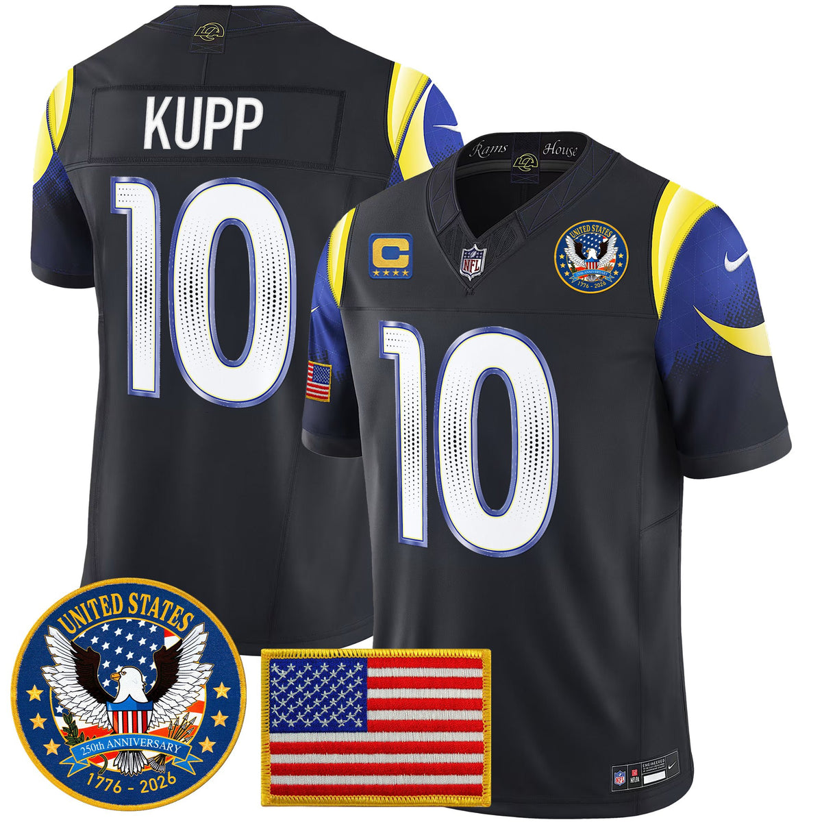 Men's Los Angeles Rams 2025 "United States 250th Anniversary Patch" Vapor Limited Jersey - All Stitched