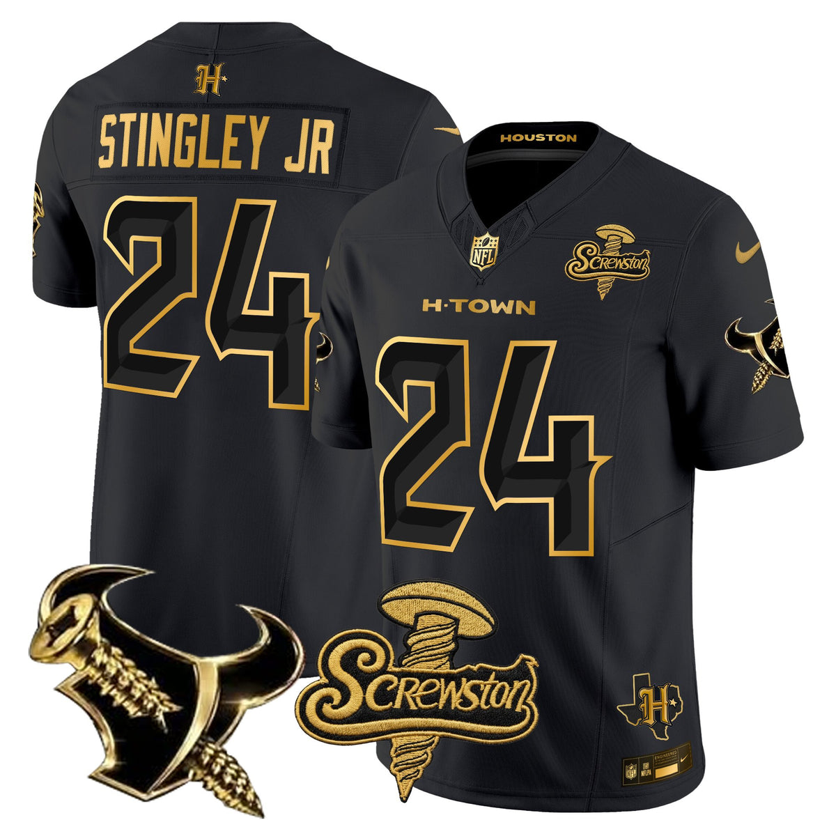 Men's Houston Texans DJ Screw Gold Vapor Limited Jersey - All Stitched