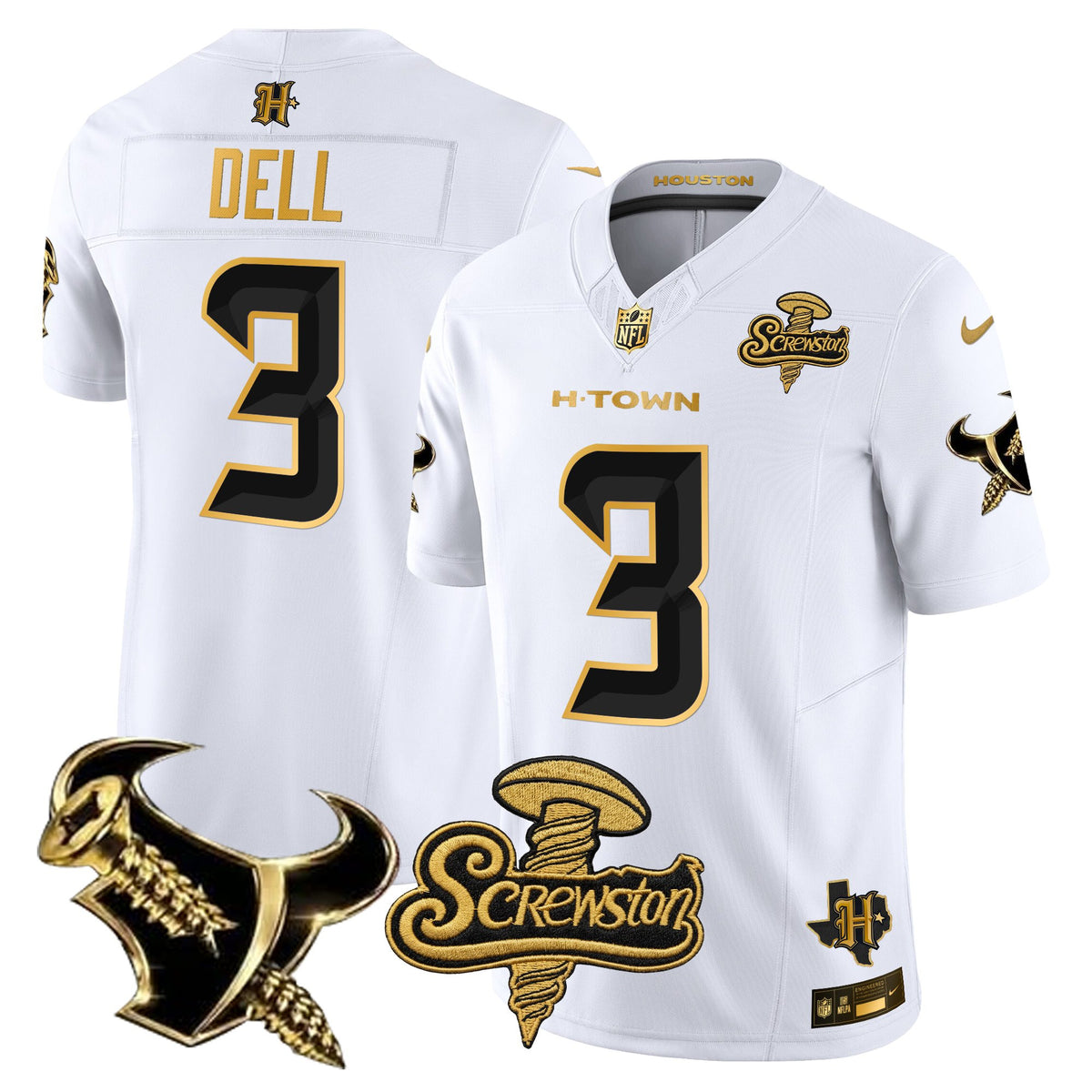 Men's Houston Texans DJ Screw Gold Vapor Limited Jersey - All Stitched