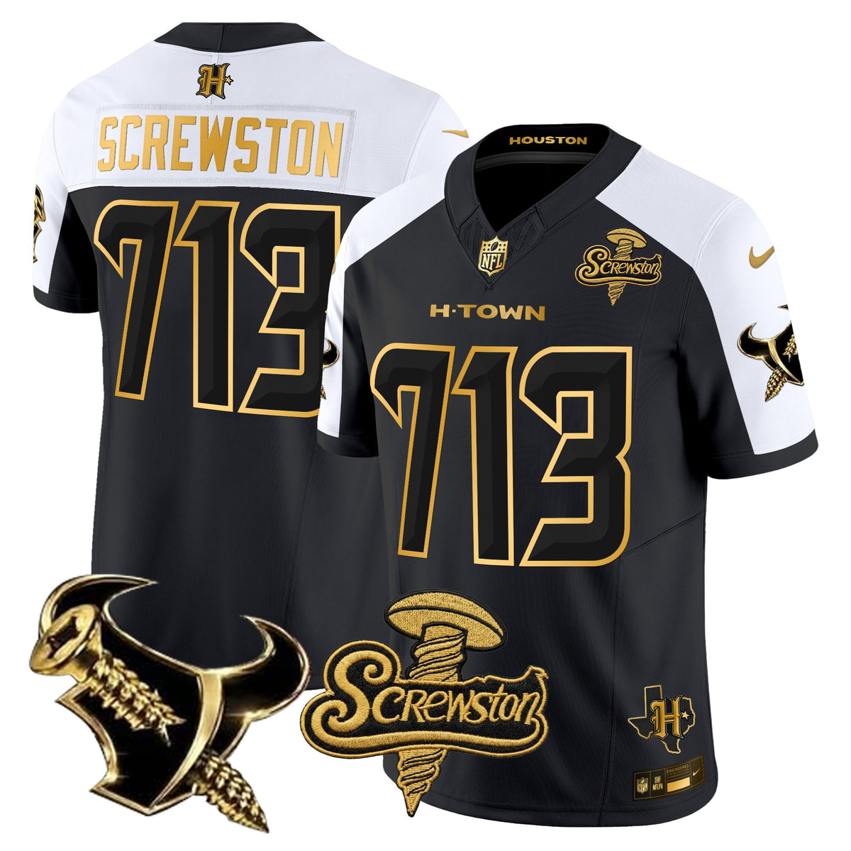 Men's Houston Texans DJ Screw Gold Vapor Limited Jersey - All Stitched
