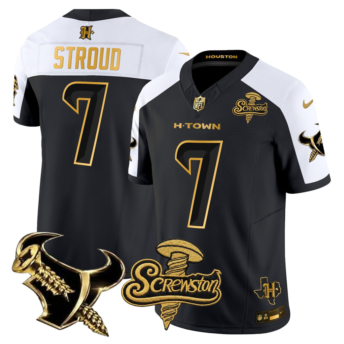 Men's Houston Texans DJ Screw Gold Vapor Limited Jersey - All Stitched