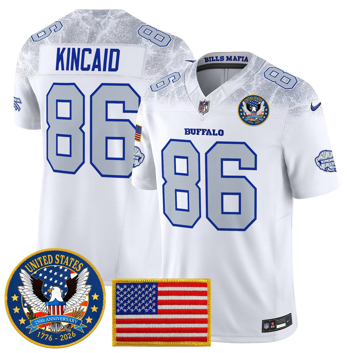 Men's Buffalo Bills "United States 250th Anniversary Patch" Vapor Limited Jersey - All Stitched