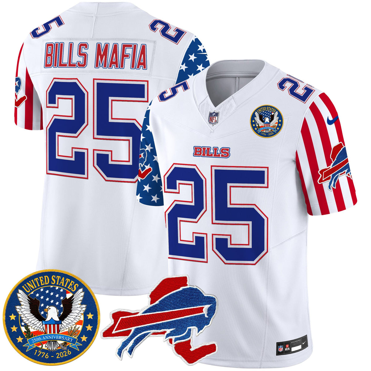 Men's Buffalo Bills "America250 Edition" Style Vapor Limited Jersey - All Stitched