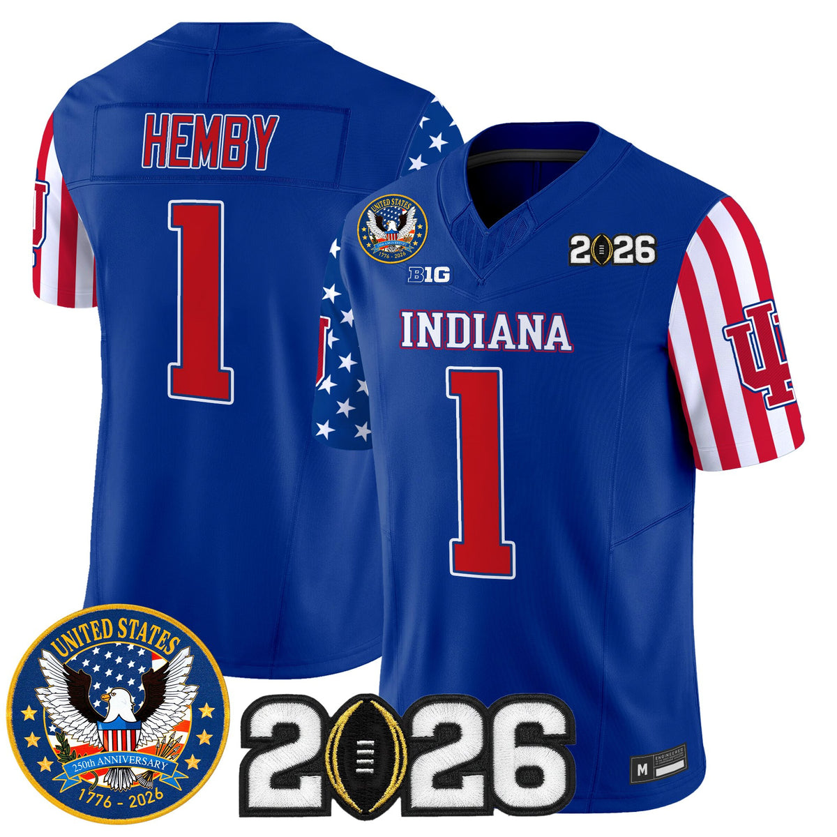 Men's Indiana Hoosiers "America250 Edition" Vapor Limited Jersey - 2026 CFP Final Patch - All Stitched