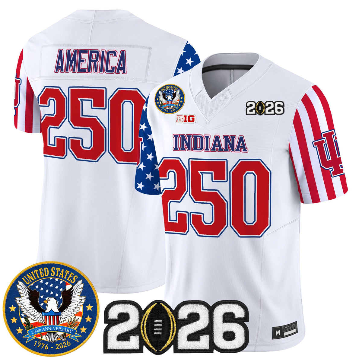 Men's Indiana Hoosiers "America250 Edition" Vapor Limited Jersey - 2026 CFP Final Patch - All Stitched