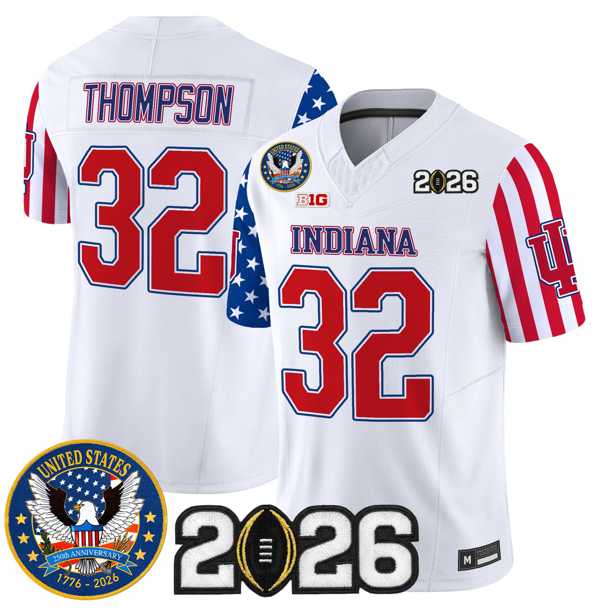 Men's Indiana Hoosiers "America250 Edition" Vapor Limited Jersey - 2026 CFP Final Patch - All Stitched