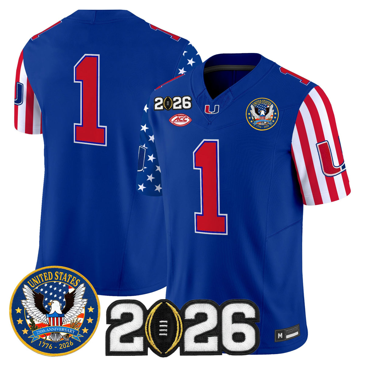 Men's Miami Hurricanes "America250 Edition" Vapor Limited Jersey - 2026 CFP Final Patch - All Stitched