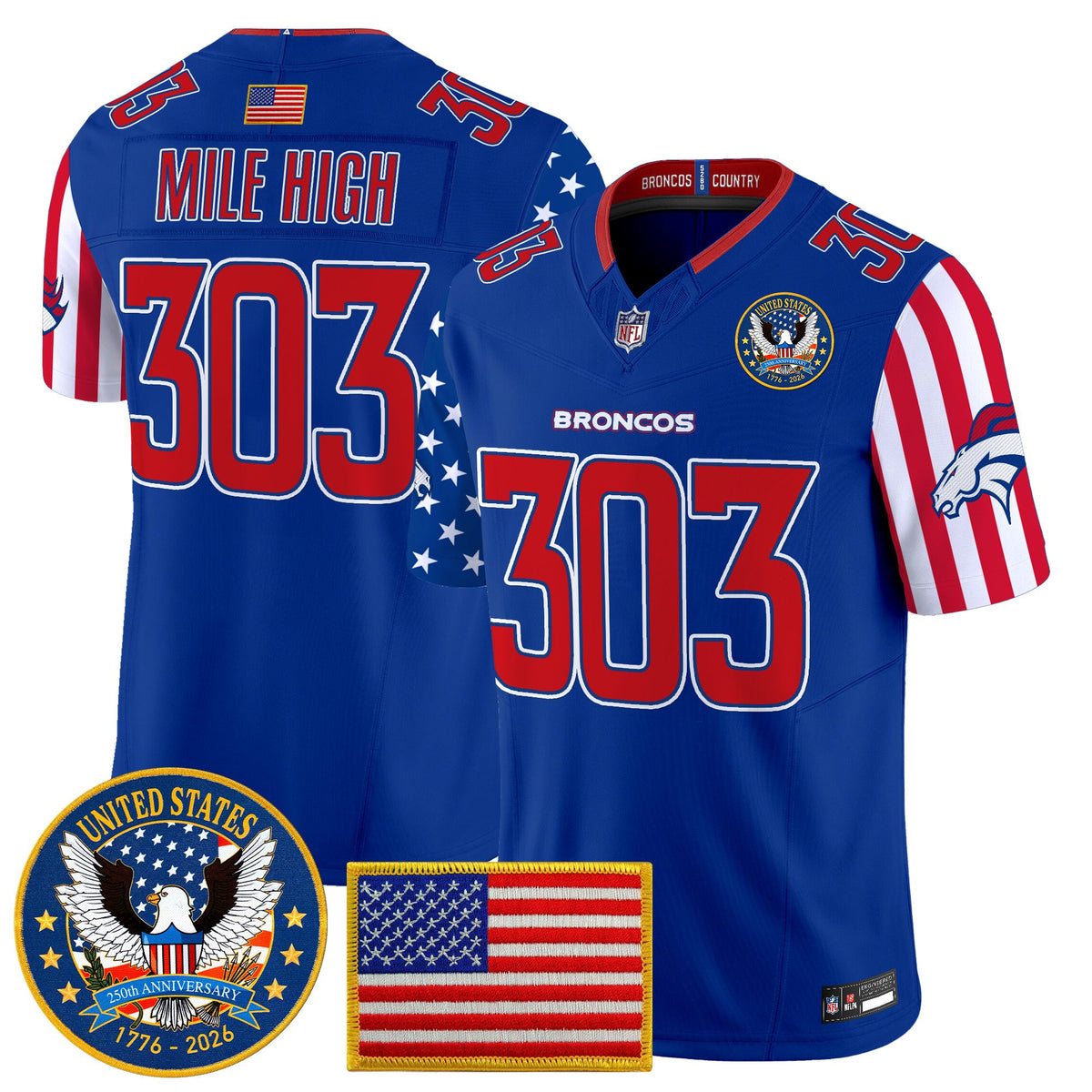 Men's Denver Broncos "America250 Edition" Vapor Limited Jersey V2 - All Stitched