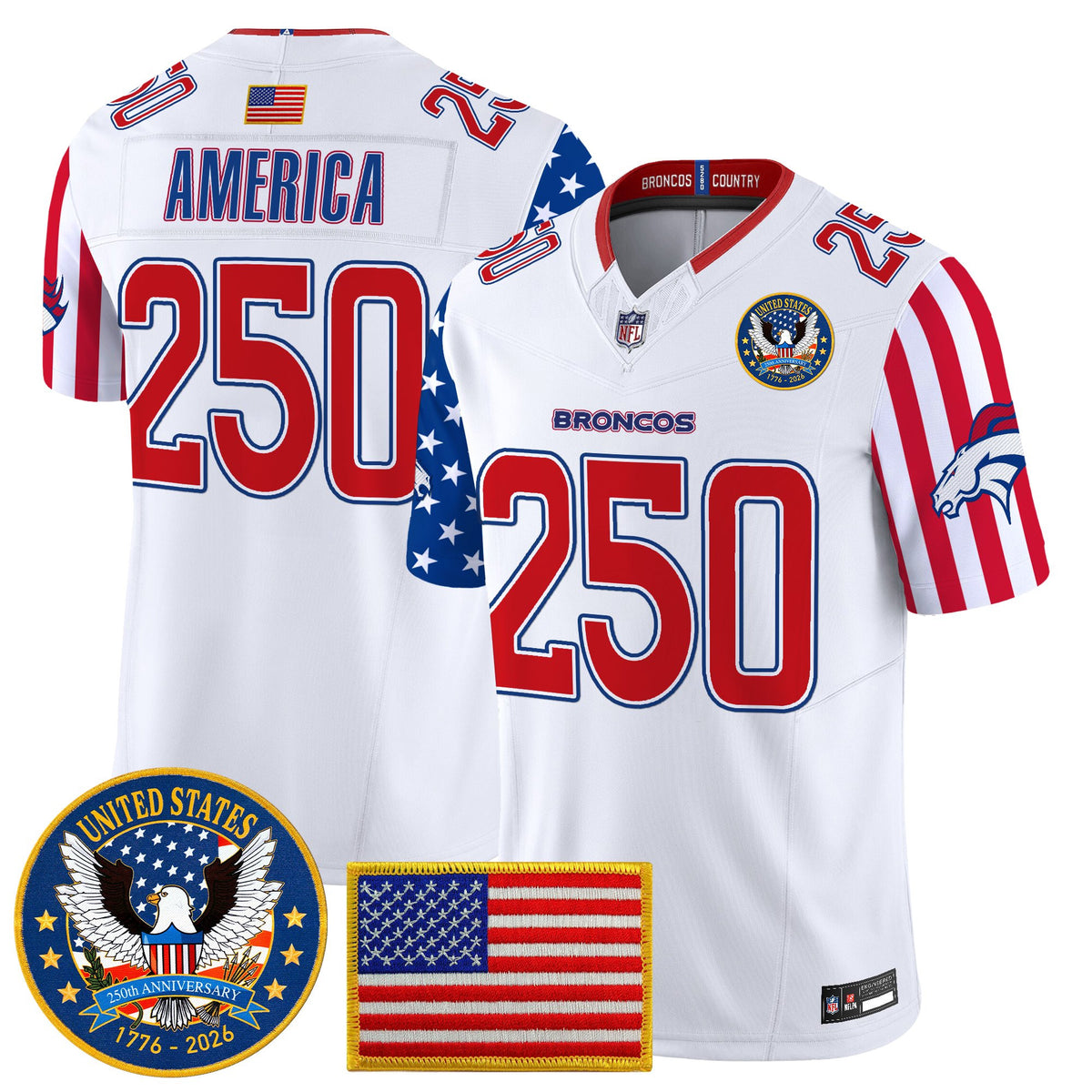 Men's Denver Broncos "America250 Edition" Vapor Limited Jersey V2 - All Stitched