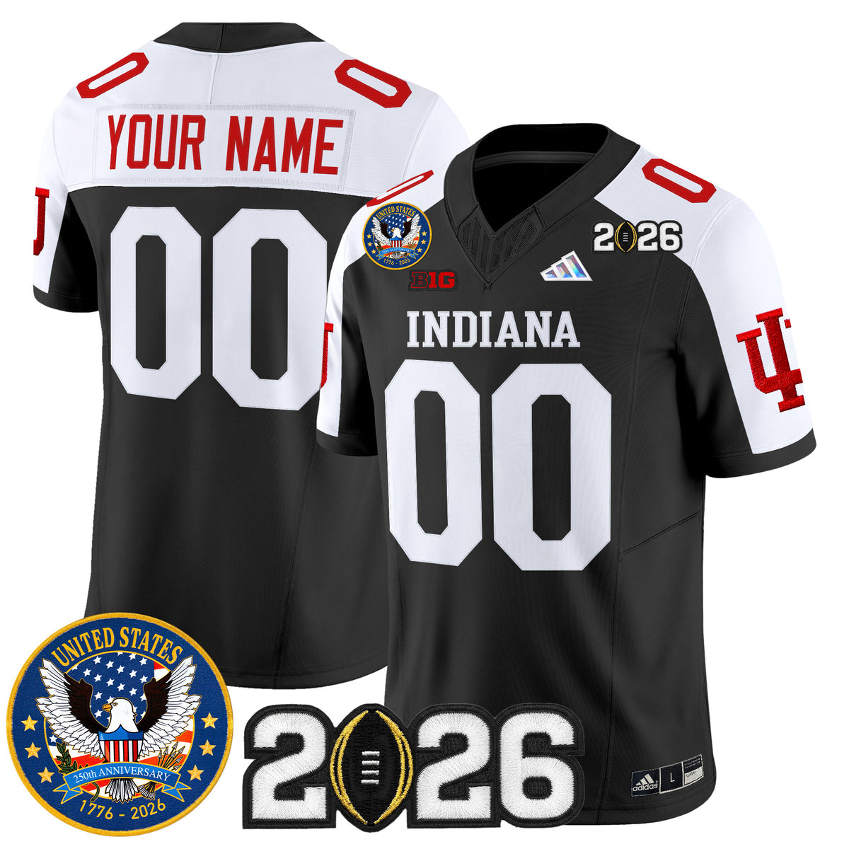 Indiana Hoosiers "United States 250th Anniversary Patch" Vapor Limited Custom Jersey V2 - All Stitched