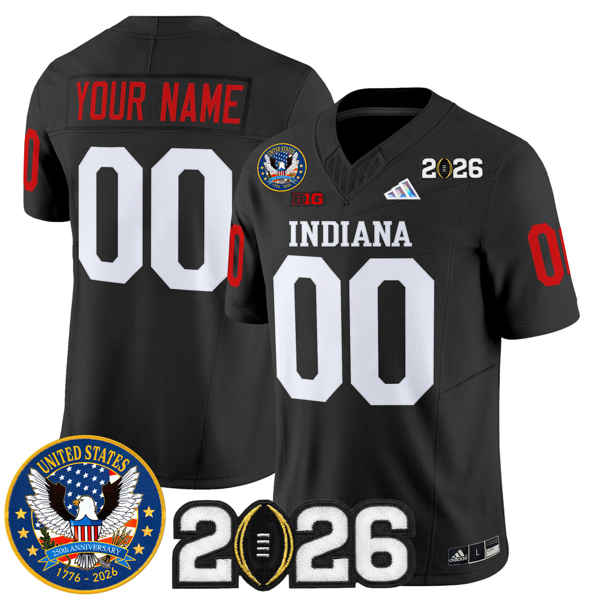 Indiana Hoosiers "United States 250th Anniversary Patch" Vapor Limited Custom Jersey V2 - All Stitched