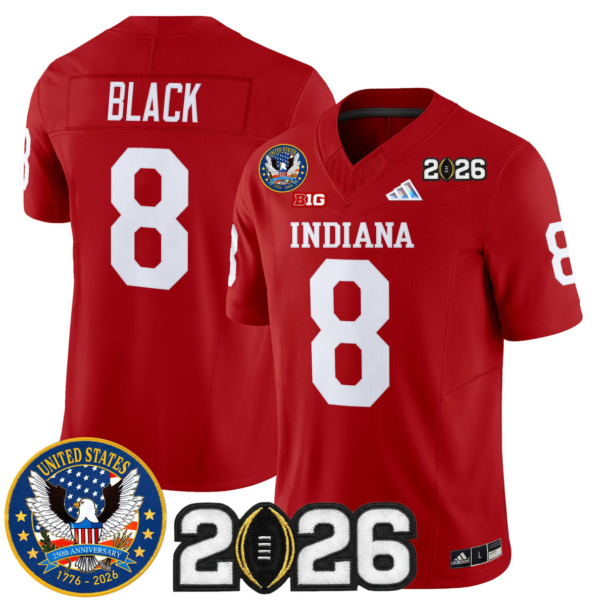 Men's Indiana Hoosiers "United States 250th Anniversary Patch" Vapor Limited Jersey V2 - All Stitched