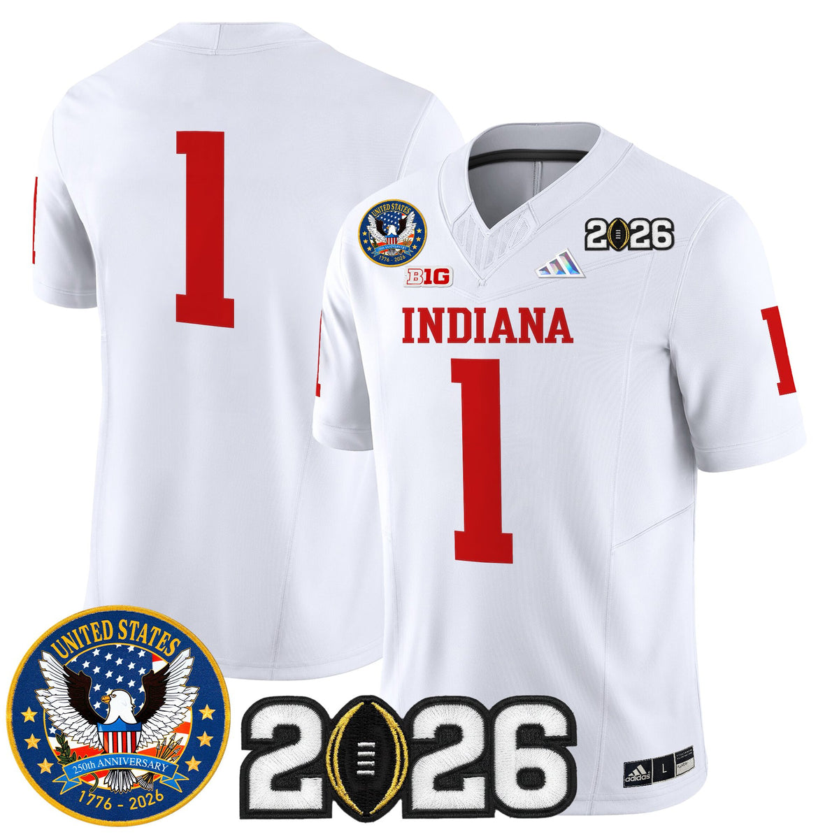 Men's Indiana Hoosiers "United States 250th Anniversary Patch" Vapor Limited Jersey V2 - All Stitched