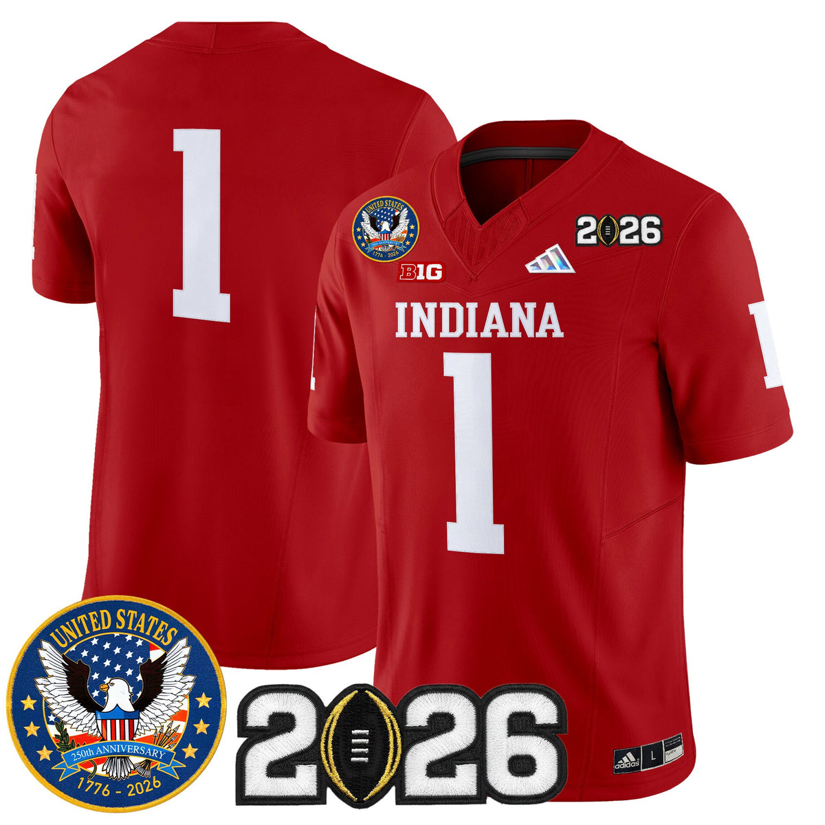 Men's Indiana Hoosiers "United States 250th Anniversary Patch" Vapor Limited Jersey V2 - All Stitched