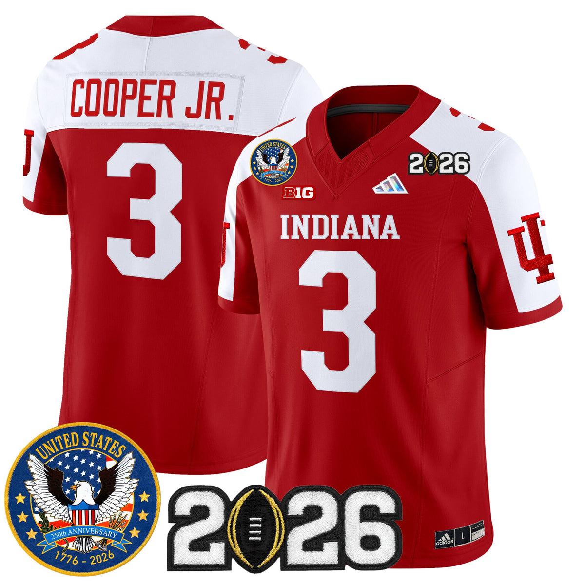 Men's Indiana Hoosiers "United States 250th Anniversary Patch" Vapor Limited Jersey V2 - All Stitched