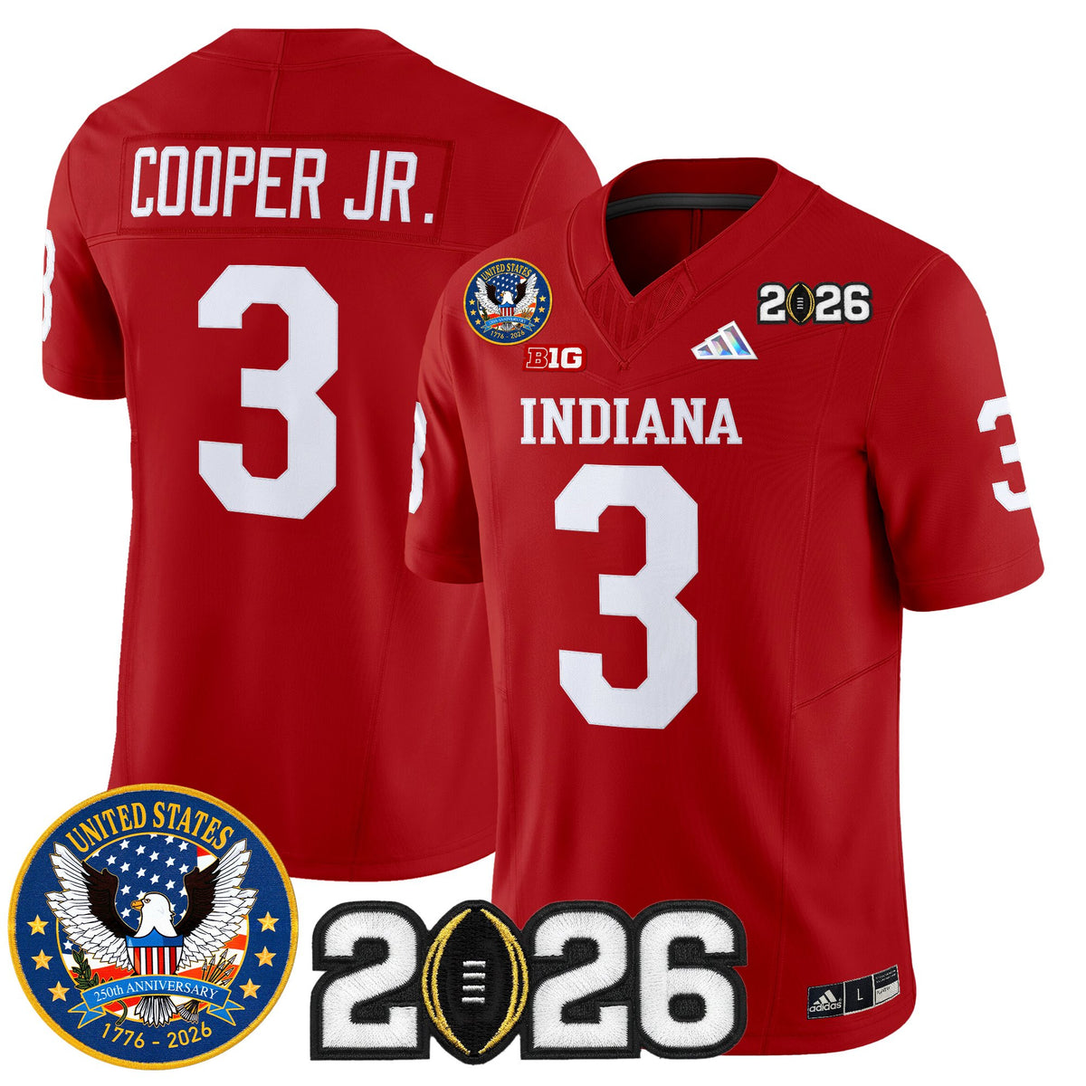 Men's Indiana Hoosiers "United States 250th Anniversary Patch" Vapor Limited Jersey V2 - All Stitched