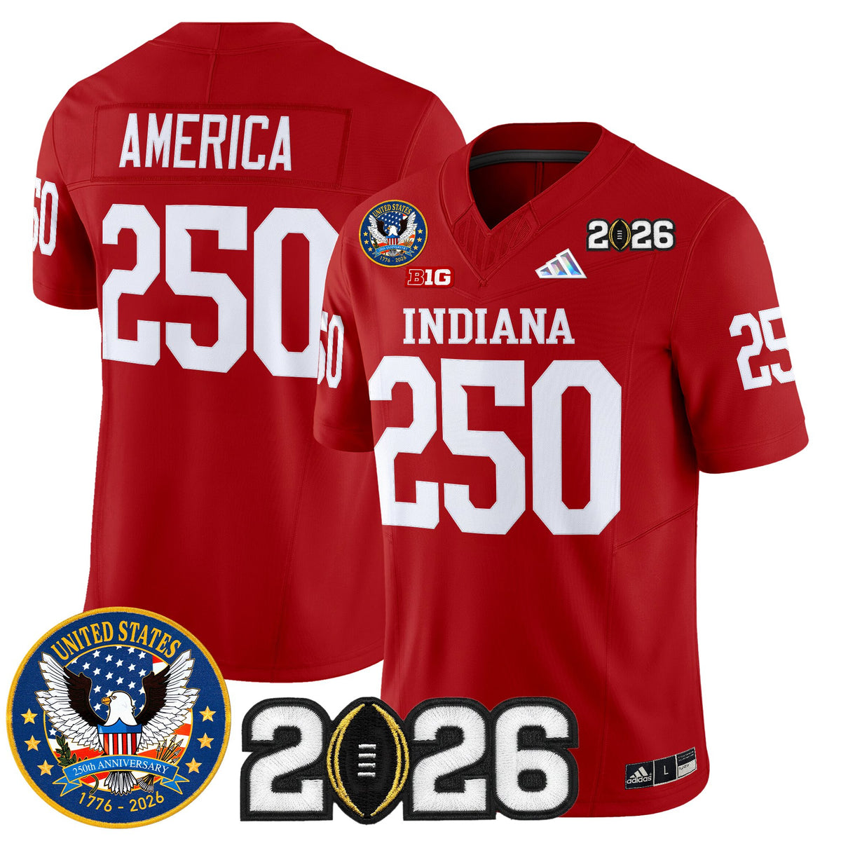 Men's Indiana Hoosiers "United States 250th Anniversary Patch" Vapor Limited Jersey V2 - All Stitched