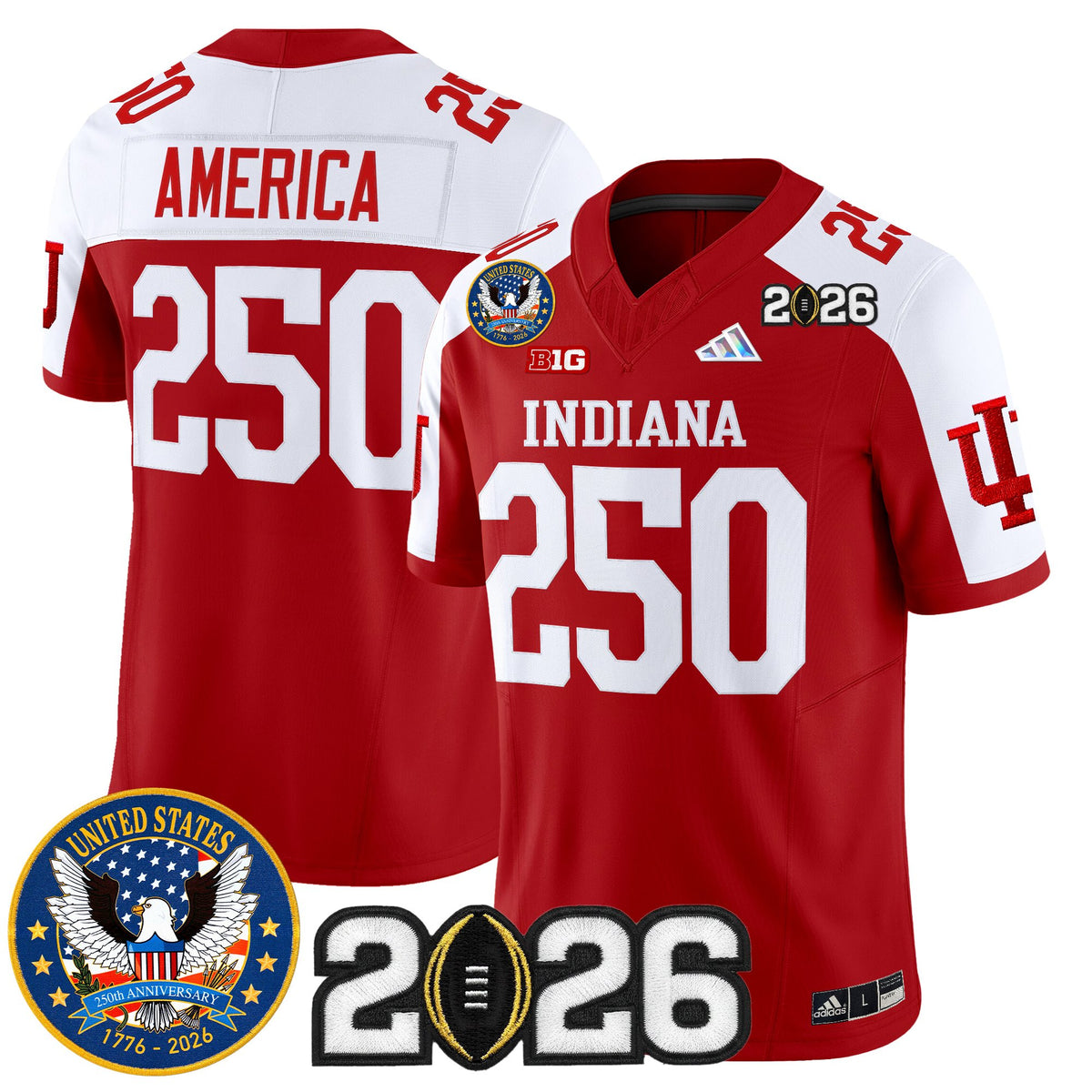 Men's Indiana Hoosiers "United States 250th Anniversary Patch" Vapor Limited Jersey V2 - All Stitched