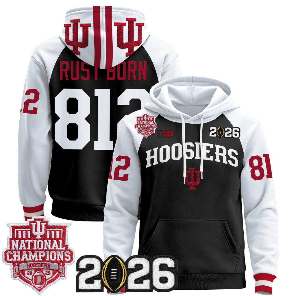 Men's Indiana Hoosiers 2025 National Champions & 2026 CFP Final Patch Premium Pullover Hoodie - All Stitched