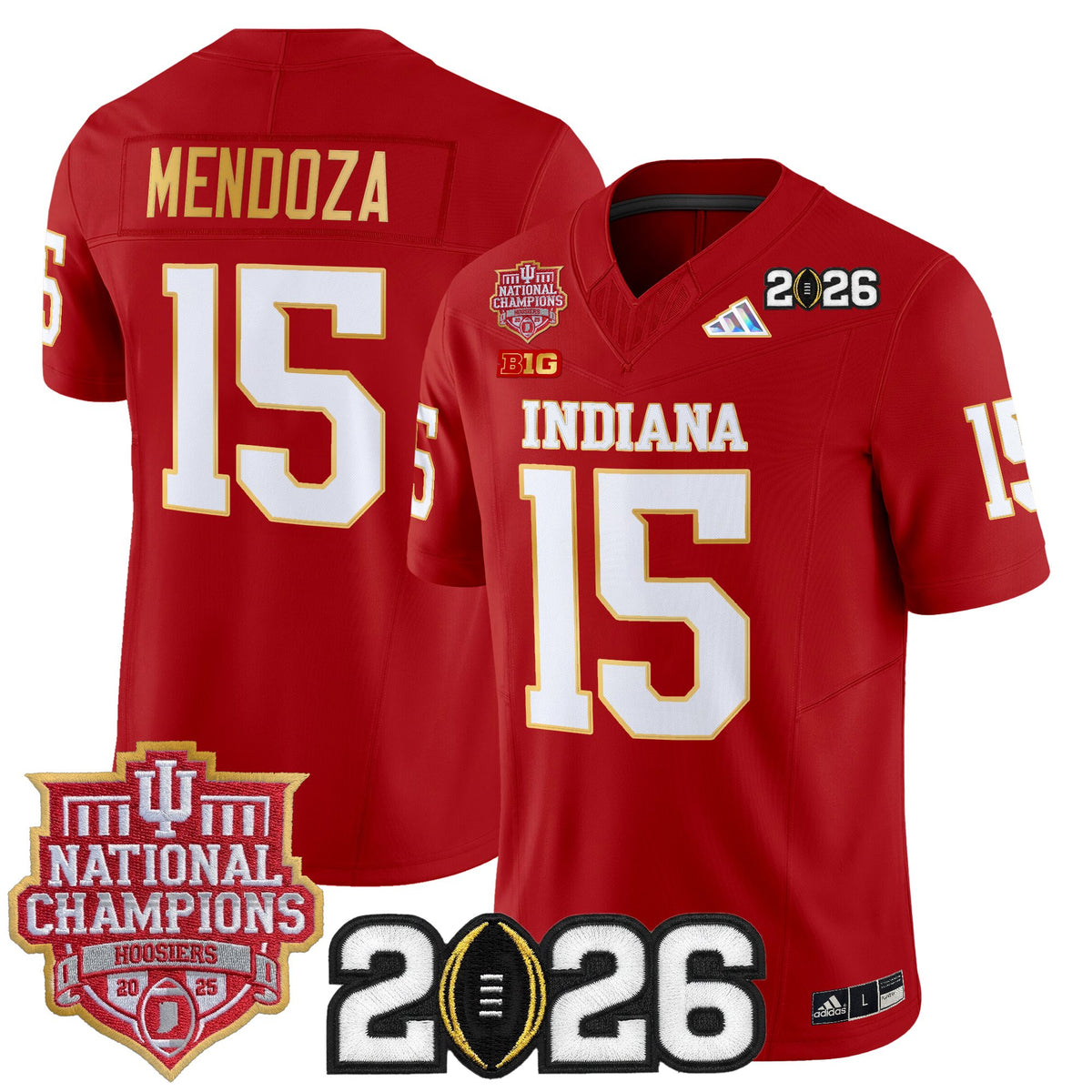 Men's Indiana Hoosiers 2025 National Champions & 2026 CFP Final Patch Gold Trim Vapor Limited Jersey - All Stitched