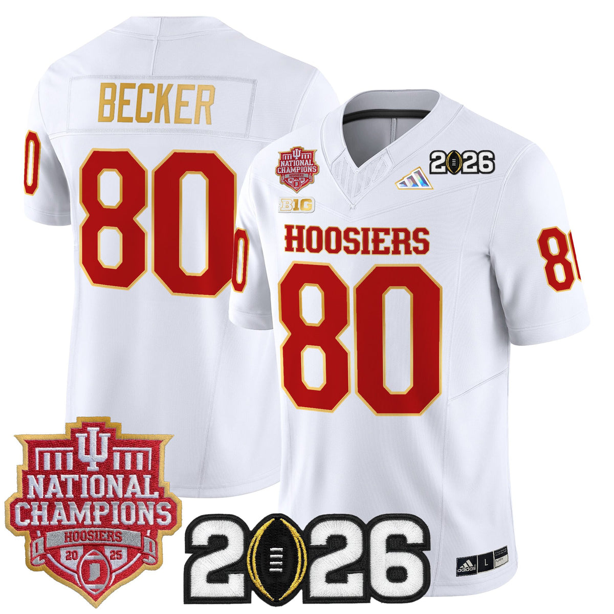 Men's Indiana Hoosiers 2025 National Champions & 2026 CFP Final Patch Gold Trim Vapor Limited Jersey - All Stitched