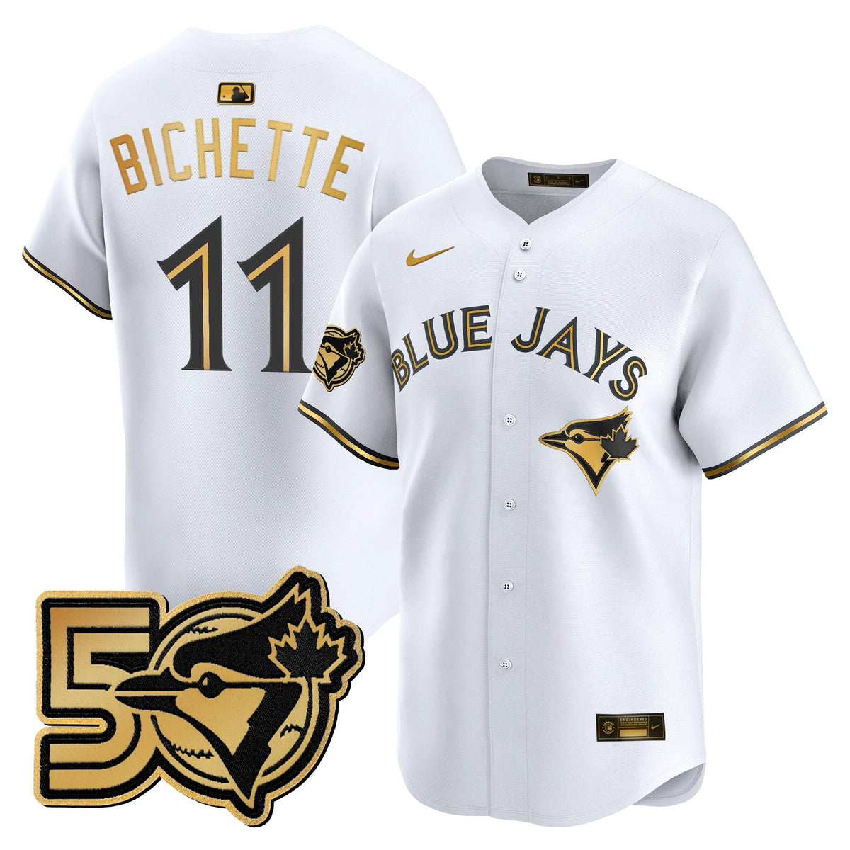 Men's Toronto Blue Jays 50 Seasons Patch Vapor Premier Limited Jersey - All Stitched