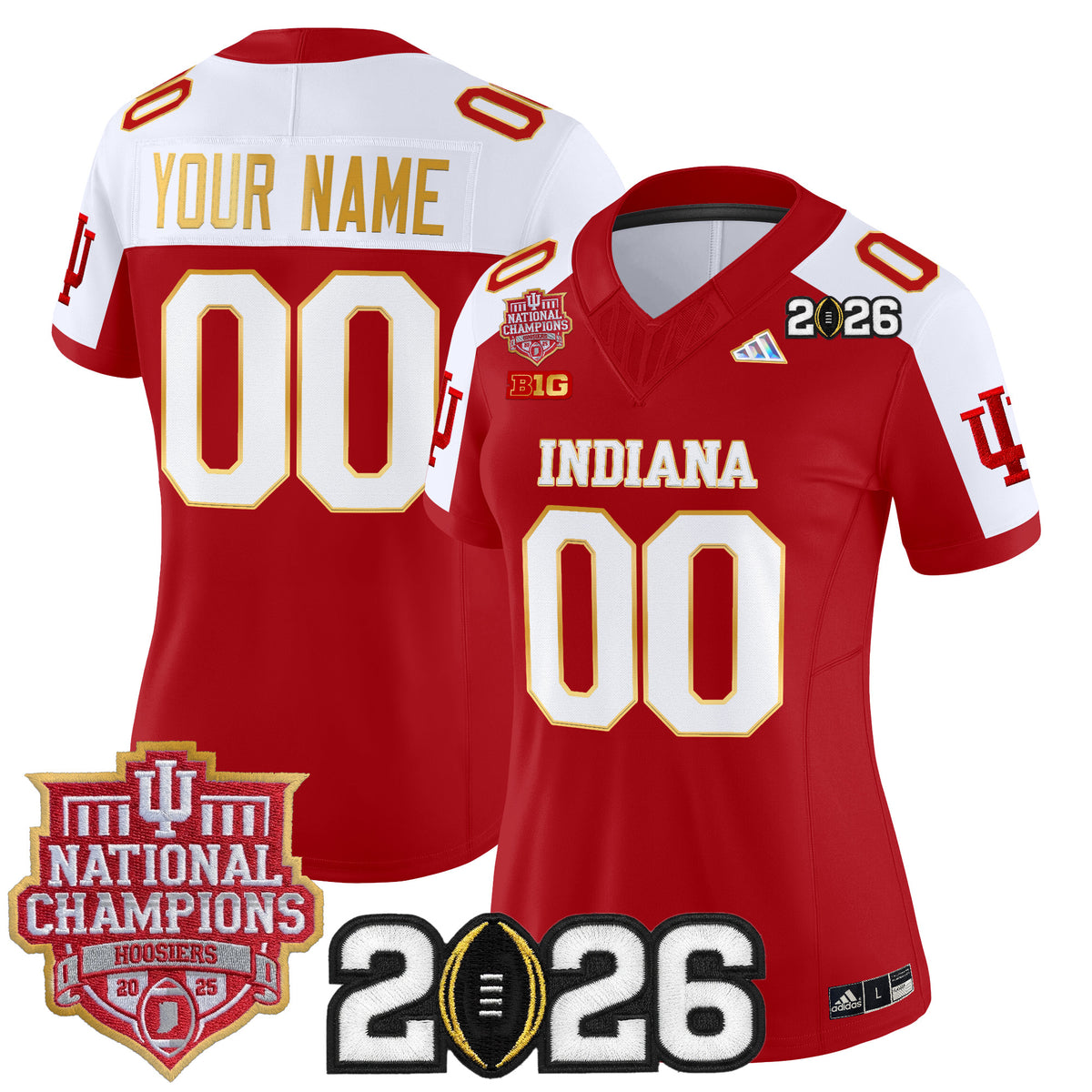 Indiana Hoosiers 2025 National Champions & 2026 CFP Final Patch Gold Trim Vapor Limited Custom Jersey - All Stitched