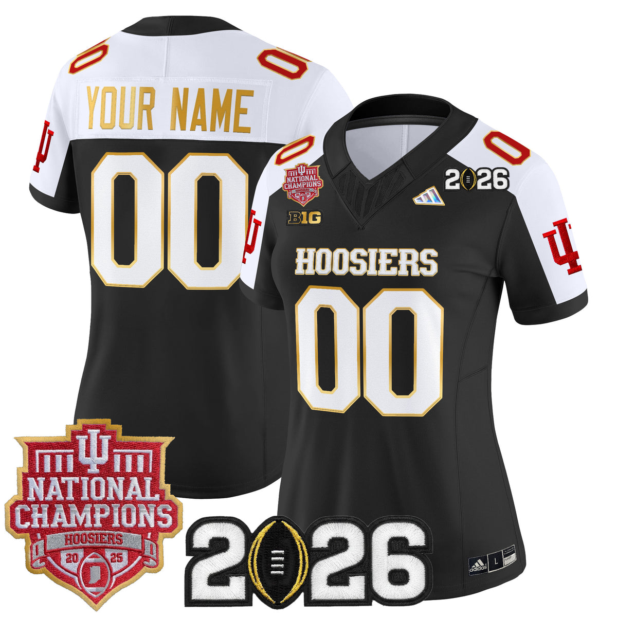 Indiana Hoosiers 2025 National Champions & 2026 CFP Final Patch Gold Trim Vapor Limited Custom Jersey - All Stitched