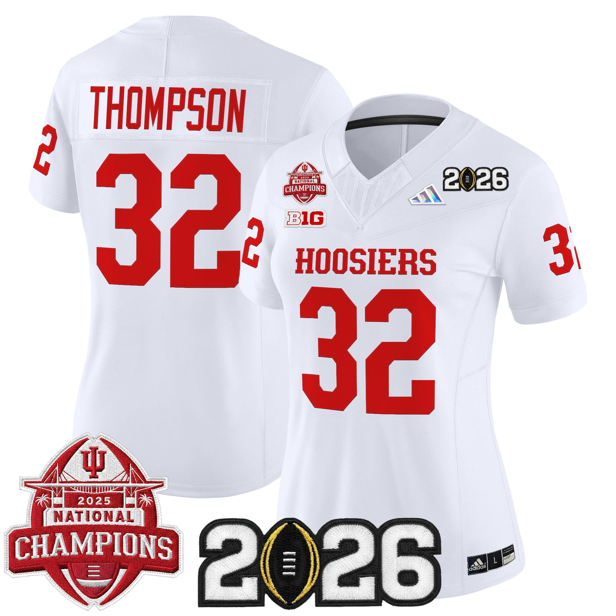 Women's Indiana Hoosiers 2025 National Champions & 2026 CFP Final Patch Vapor Limited Jersey V2 - All Stitched