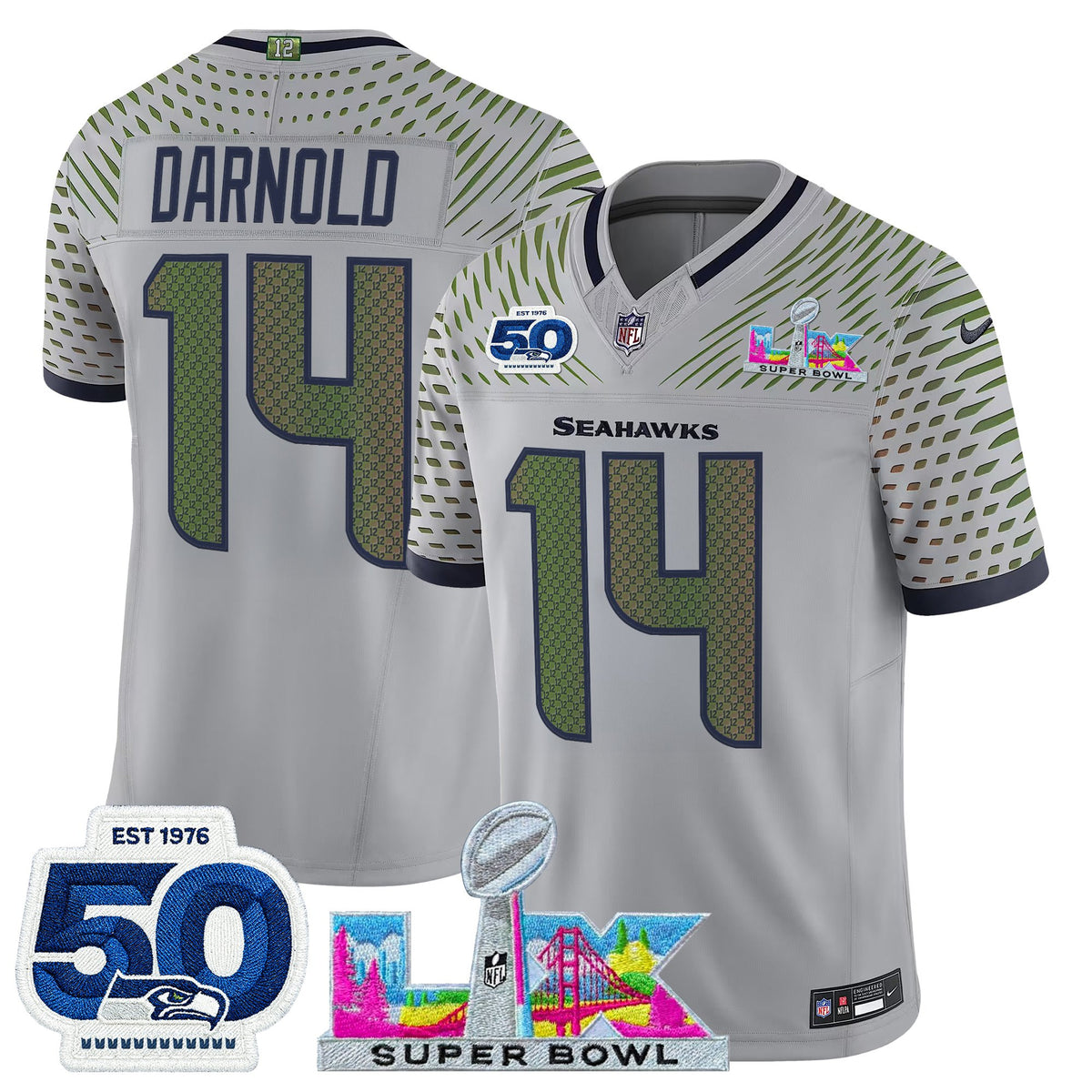 Men's Seattle Seahawks "Super Bowl LX & 50th Patch" Vapor Limited Jersey - All Stitched