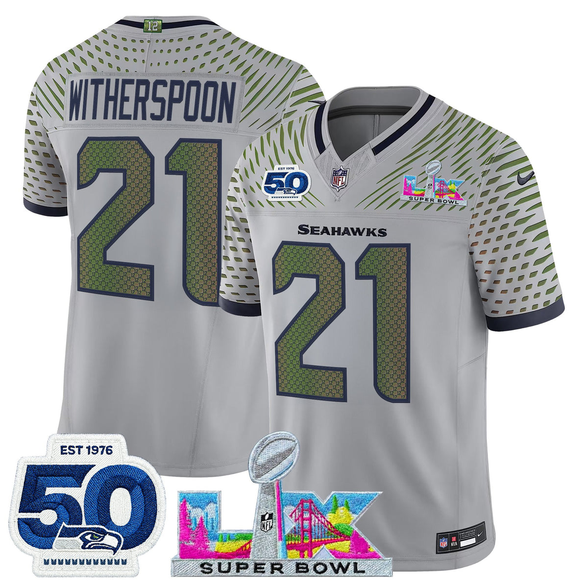 Men's Seattle Seahawks "Super Bowl LX & 50th Patch" Vapor Limited Jersey - All Stitched