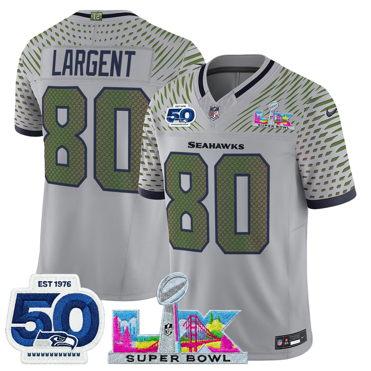 Men's Seattle Seahawks "Super Bowl LX & 50th Patch" Vapor Limited Jersey - All Stitched