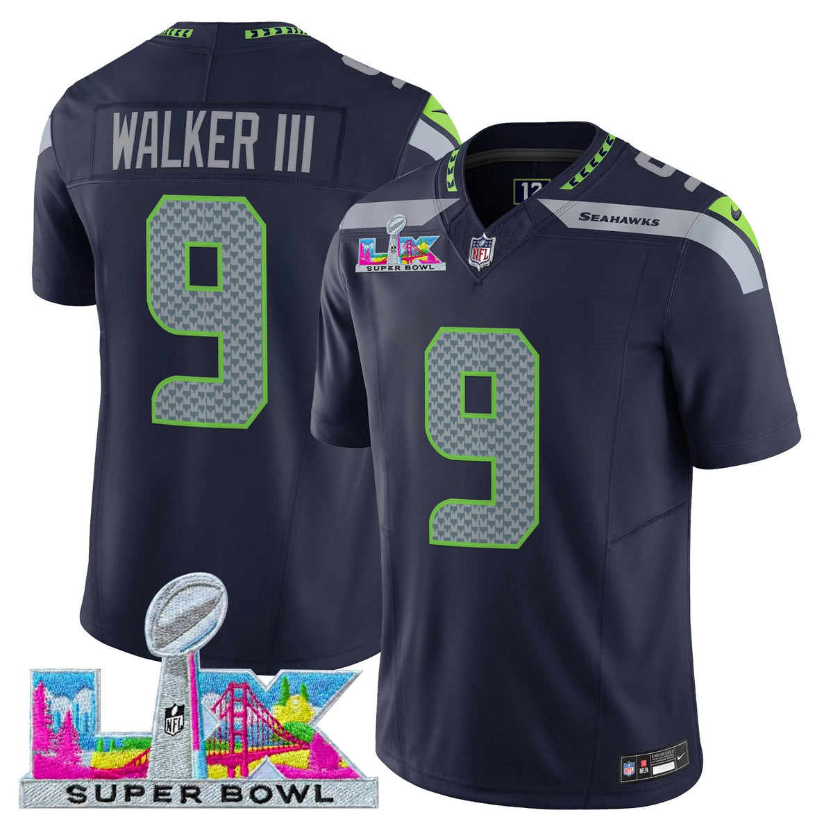Men's Seattle Seahawks Super Bowl LX Vapor Limited Jersey - All Stitched