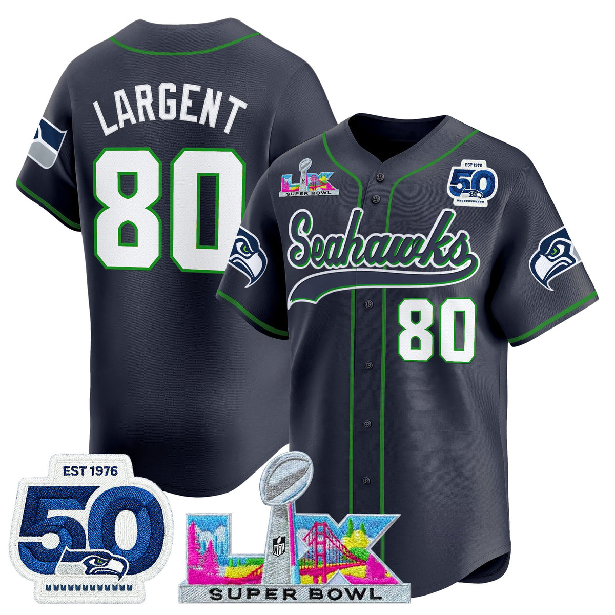 Men's Seattle Seahawks Super Bowl LX Vapor Baseball Jersey - All Stitched
