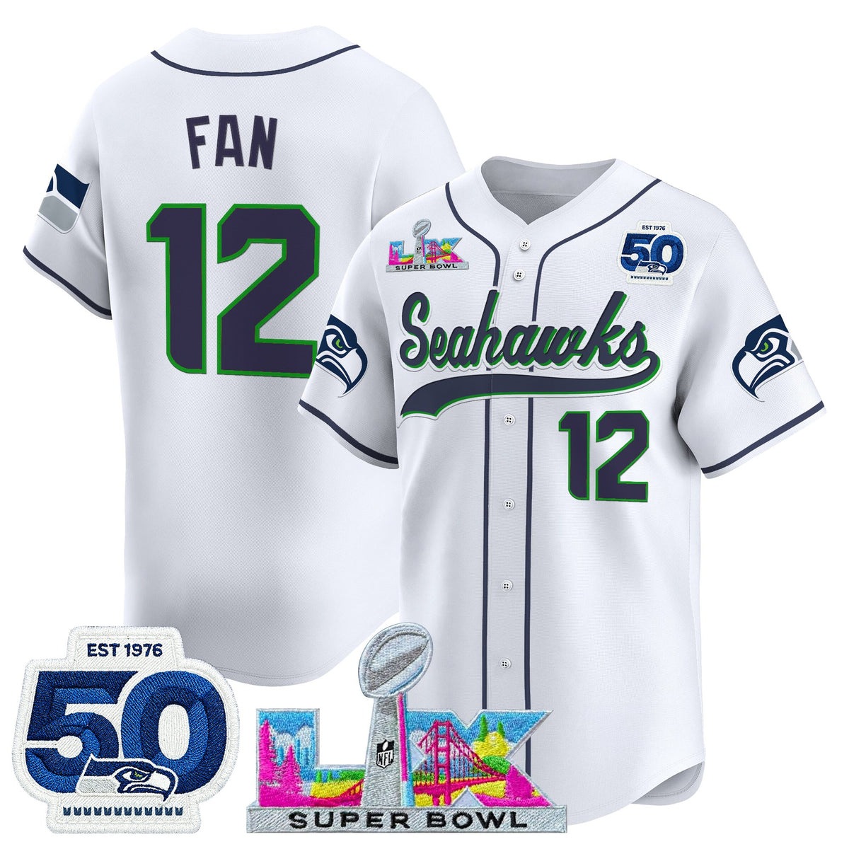 Men's Seattle Seahawks Super Bowl LX Vapor Baseball Jersey - All Stitched