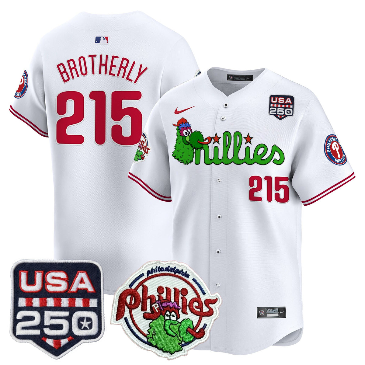 Men's Philadelphia Phillies Phanatic & 250America Patch Vapor Premier Limited Jersey - All Stitched