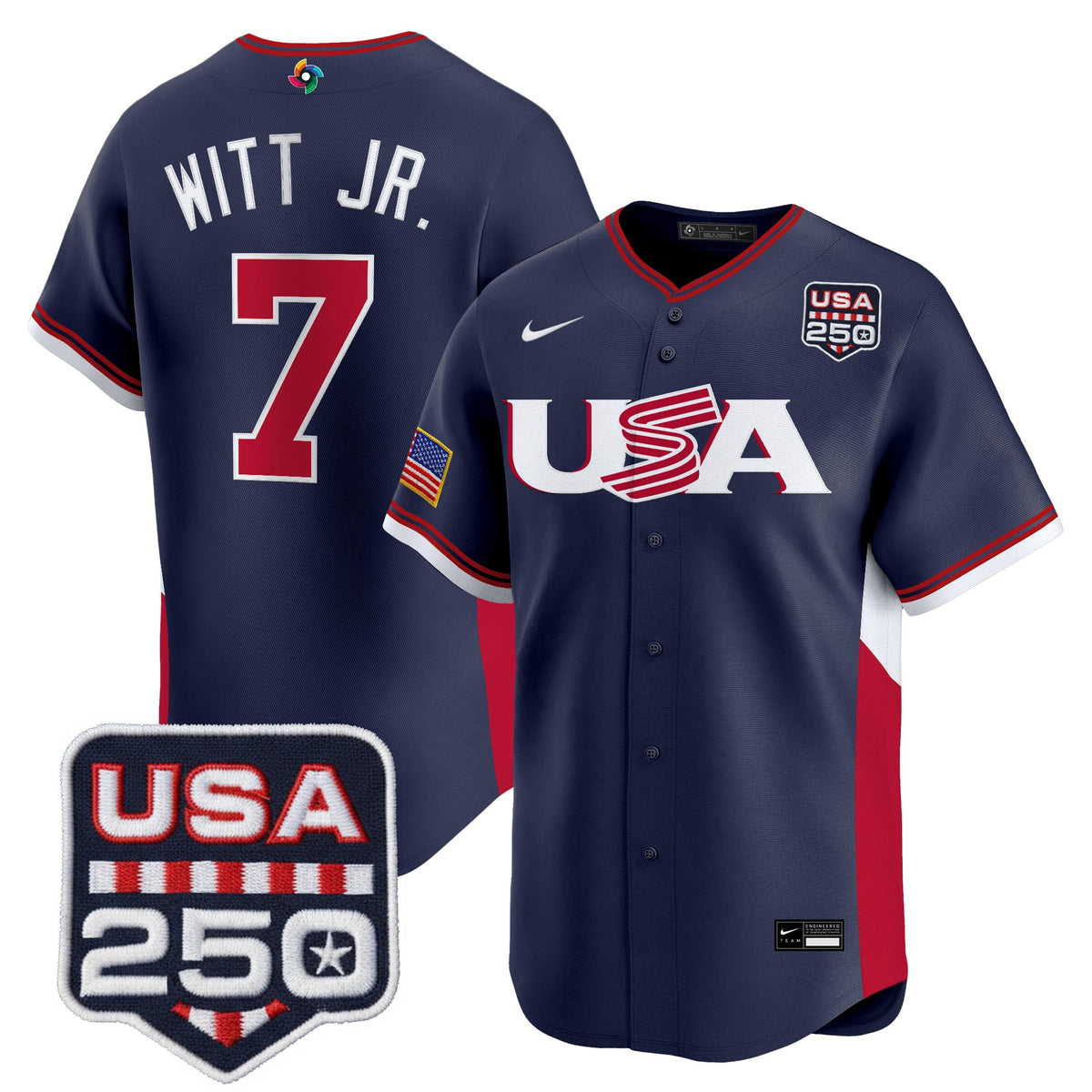 Men's Team USA World Baseball Classic 250America Patch Vapor Premier Jersey - All Stitched