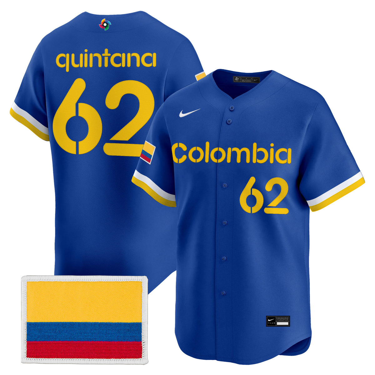 Men's Team Colombia 2026 World Baseball Classic Vapor Premier Jersey - All Stitched