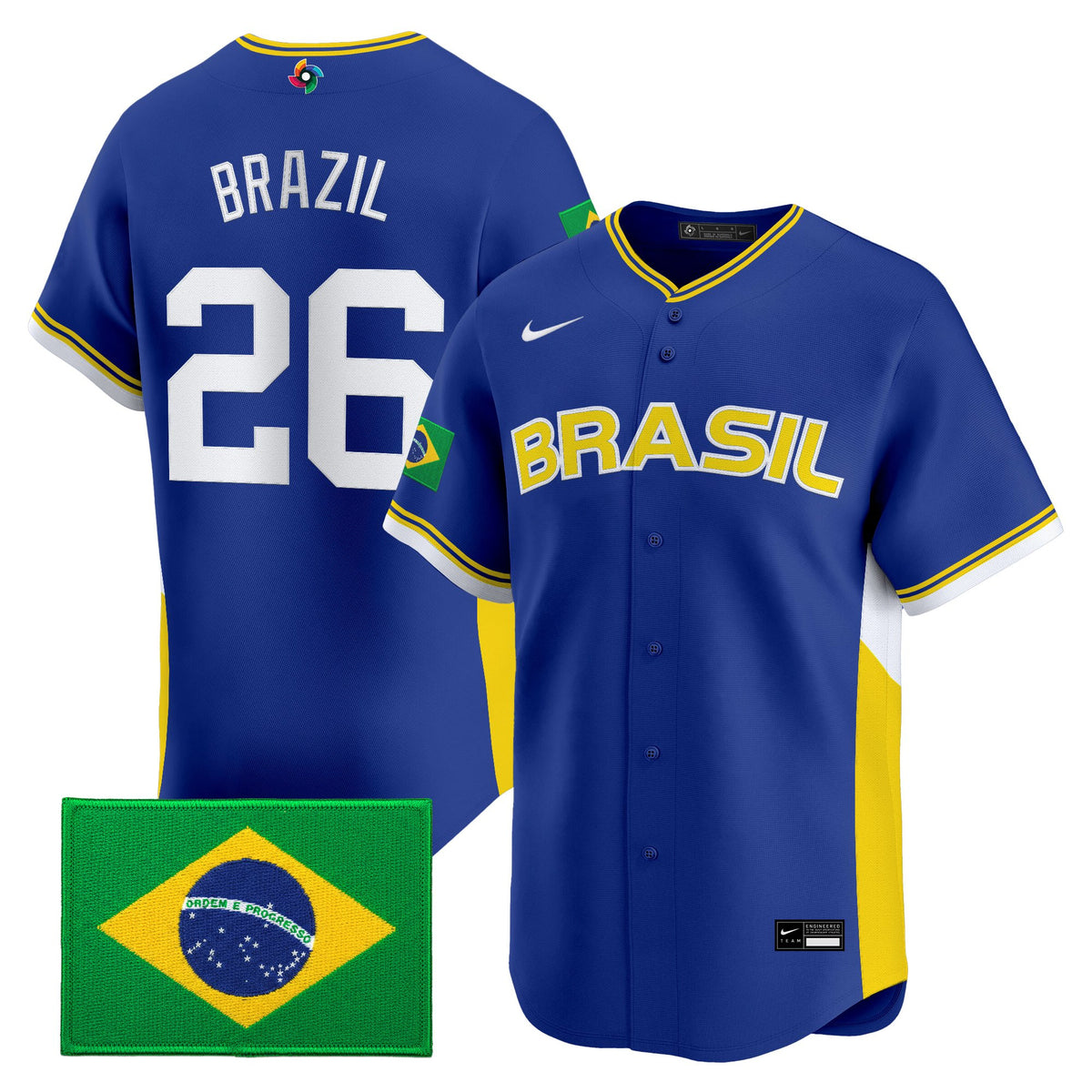 Men's Team Brazil 2026 World Baseball Classic Vapor Premier Jersey - All Stitched