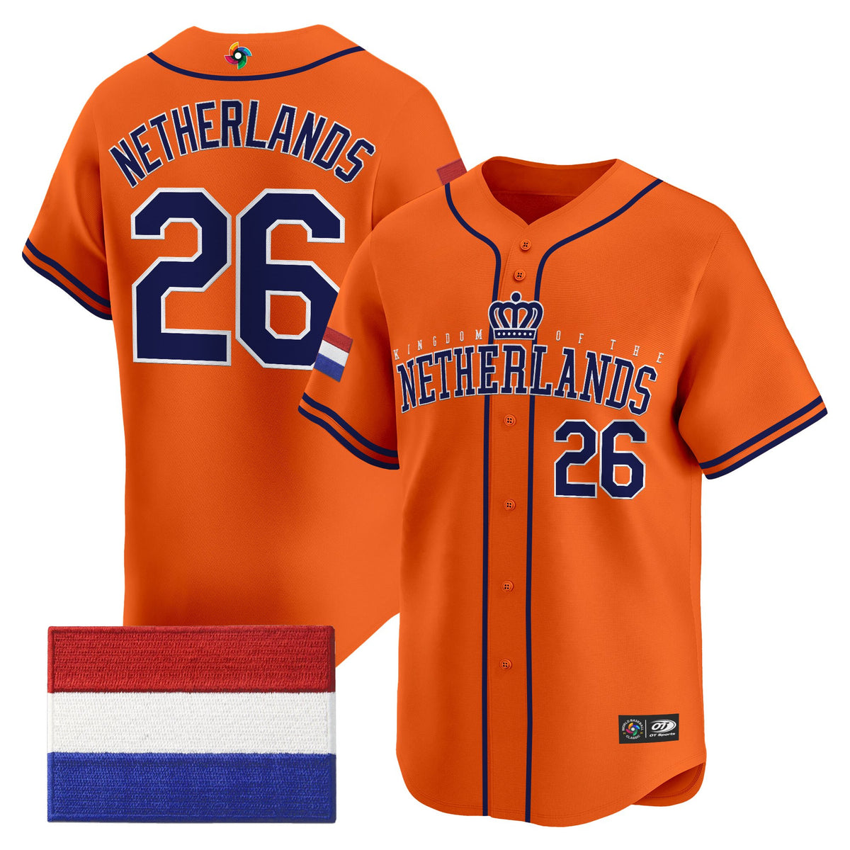 Men's Team Netherlands 2026 World Baseball Classic Vapor Premier Jersey - All Stitched