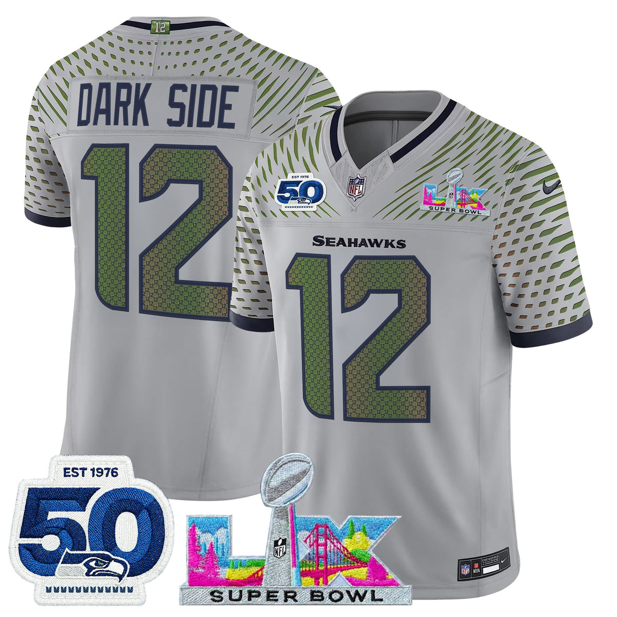 Men's Seattle Seahawks "Super Bowl LX & 50th Patch" Vapor Limited Jersey - All Stitched