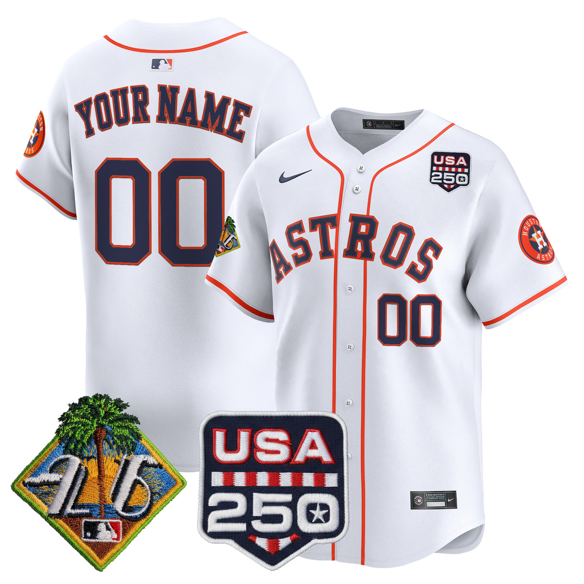 Houston Astros 2026 Spring Training & 250America Patch Vapor Premier Limited Custom Jersey - All Stitched