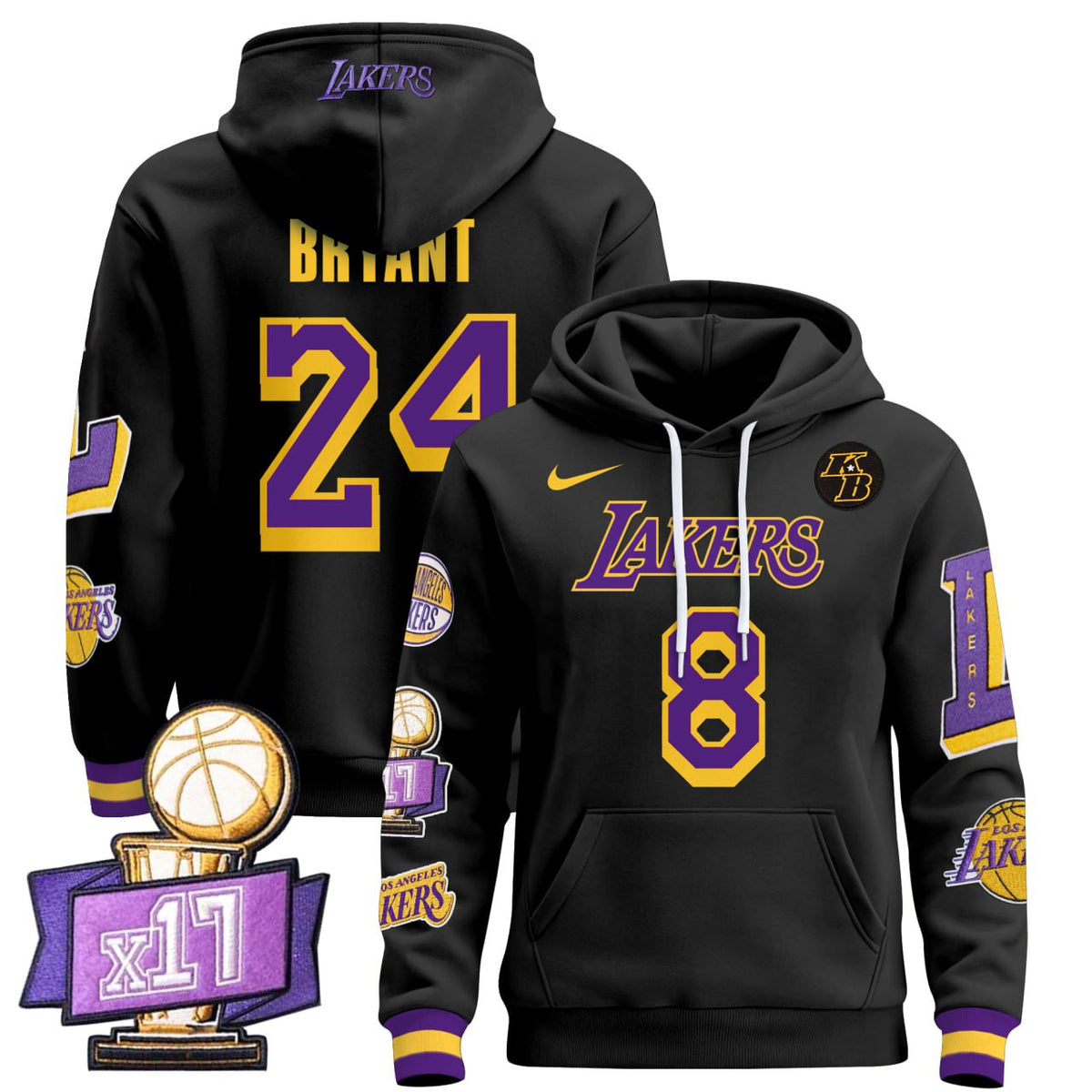 Kobe Bryant Los Angeles Lakers Pullover Hoodie - All Stitched