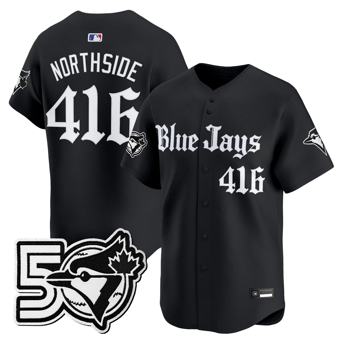 Men's Toronto Blue Jays 50 Seasons Patch Vapor Premier Limited Jersey - Gothic North Edition - All Stitched