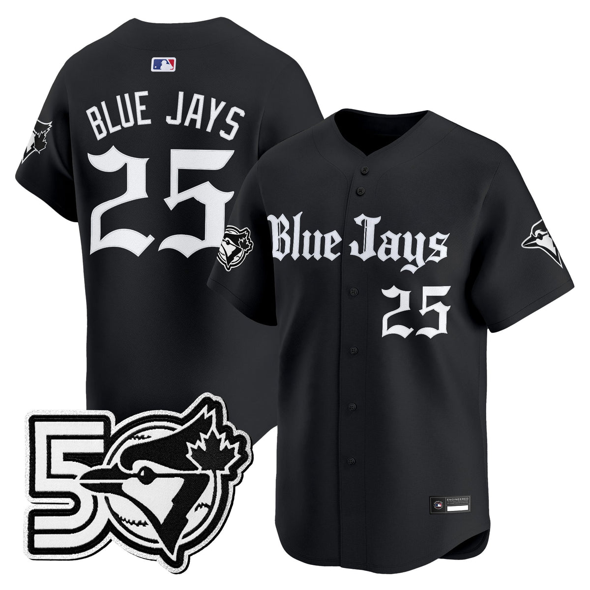 Men's Toronto Blue Jays 50 Seasons Patch Vapor Premier Limited Jersey - Gothic North Edition - All Stitched