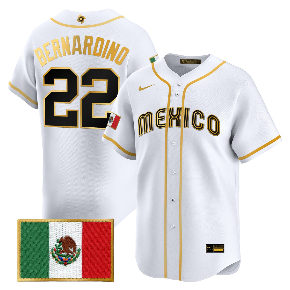 Men's Team Mexico World Baseball Classic Gold Vapor Premier Jersey - All Stitched