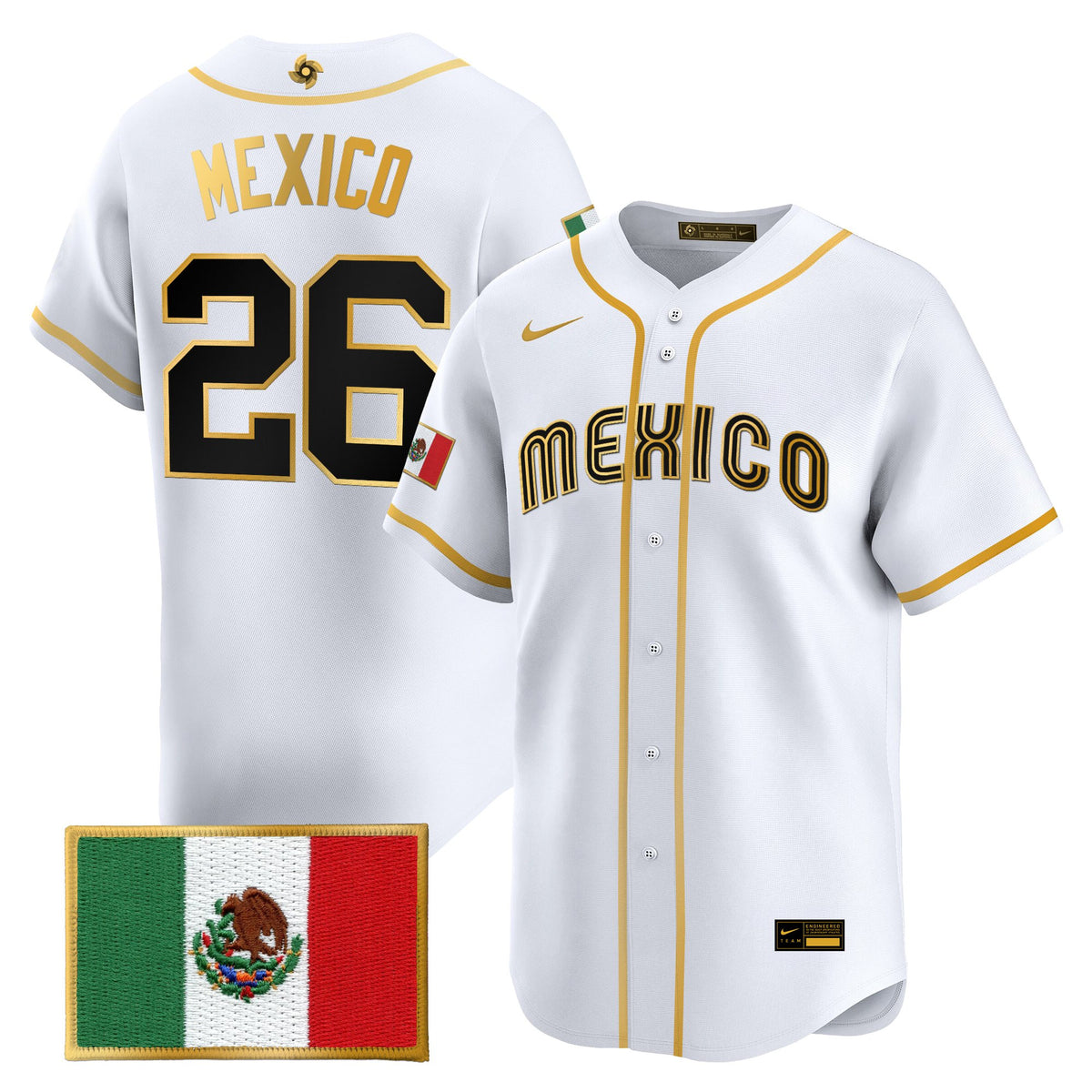 Men's Team Mexico World Baseball Classic Gold Vapor Premier Jersey - All Stitched
