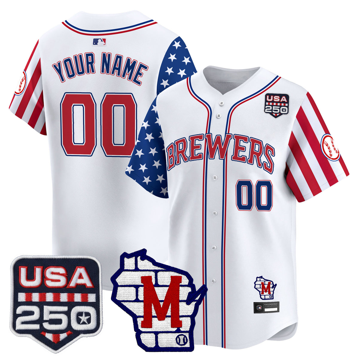 Milwaukee Brewers "America250 Edition" Vapor Premier Limited Custom Jersey - All Stitched